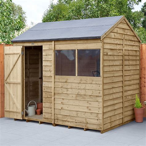 Forest Garden 8x6 Reverse Apex Pressure Treated Overlap Wooden Shed