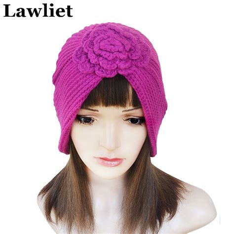 Multi Color Women Turban Beanie Hat Flower Knit Women Lady Winter Hats