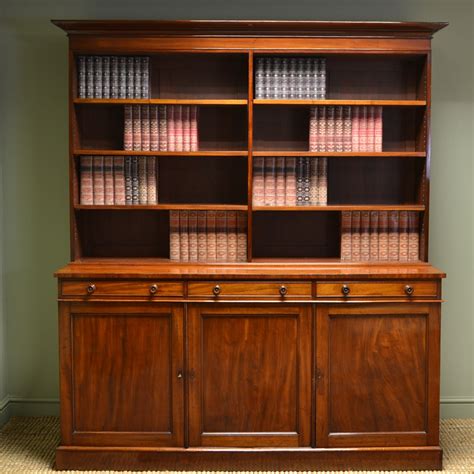 Quality Large Regency Mahogany Library Antique Open Bookcase On