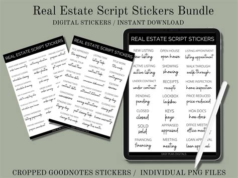 Real Estate Script Stickers Digital Stickers Instant Download