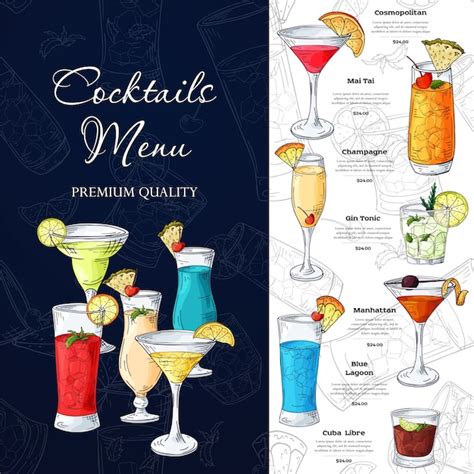 Premium Vector Bar Menu Design Template For Cocktail Drinks