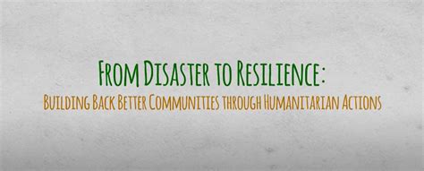 From Disaster To Resilience Building Back Safer Communities Through
