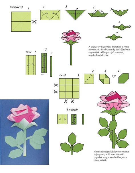 How To Make An Origami Rose With Stem Step By Step