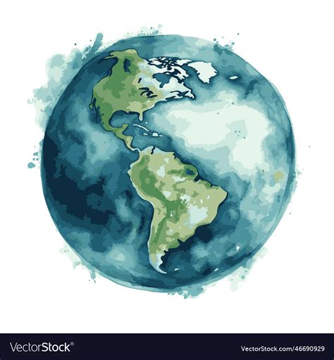 Earth Globe Hand Painted Watercolor Artwork Vector Image