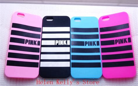 Wholesale Victorias Secret Pink Stripe Silicone Case Cover For Iphone