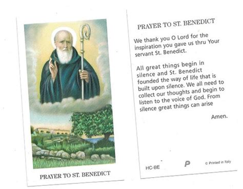 Laminated Prayer Card To St Benedict