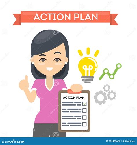 Woman With Action Plan Stock Vector Illustration Of Businesswoman