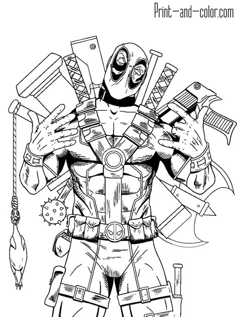 The kid will find his favorites on the animated cartoon coloring pages. Deadpool coloring pages | Print and Color.com