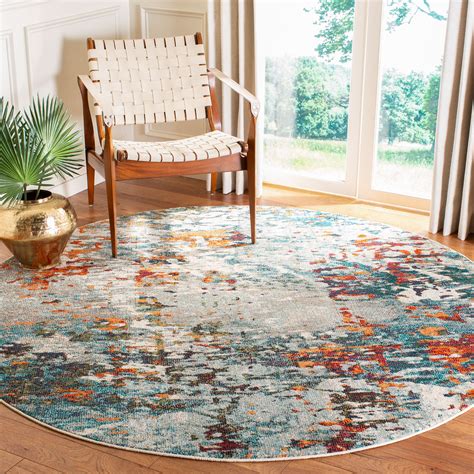 Safavieh Madison Poranna Modern Abstract Rug Greyblue 4 X 4 Round 4