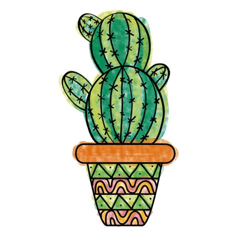 Hand Drawn Colorful Multiple Cactus Pot Transparent Png And Svg Vector File