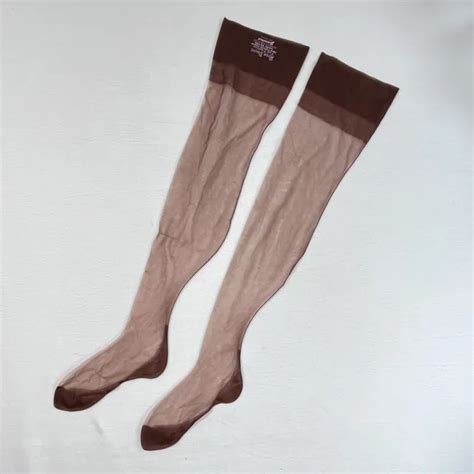 Vintage 40s Sheer Dark Seamed Cuban Heel Stockings 9 Denier 15 1895