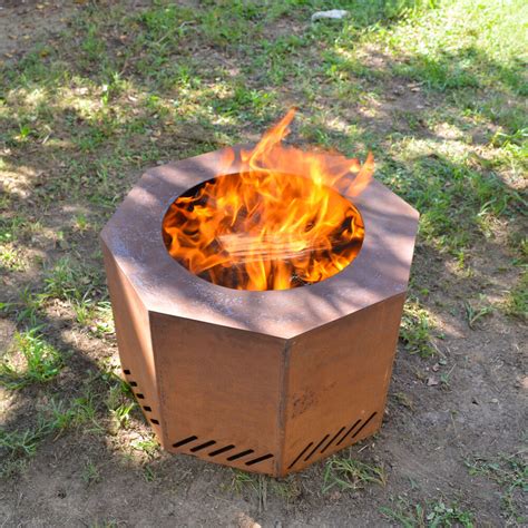 Corten Steel Outdoor Fire Pit Smokeless Wood Fireplace Titan Great