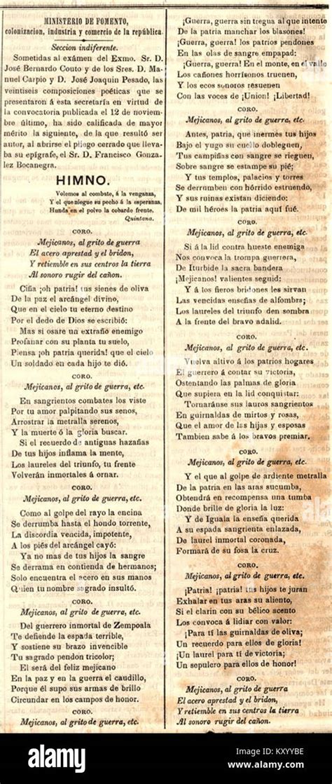 Himno Nacional Mexicano Diario Oficial De La Federación Stock Photo