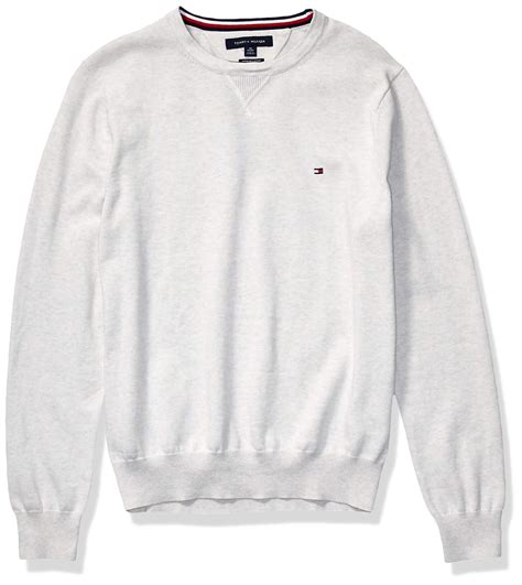 Tommy Hilfiger Solid Crewneck Sweater In Bright White Heather White