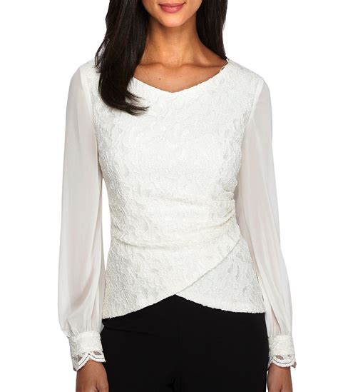 Shop For Alex Evenings Illusion Long Sleeve Blouse At
