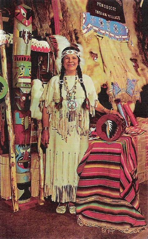 Penobscot Indian Princess Goldenrod Postcard Raymond Maine Native