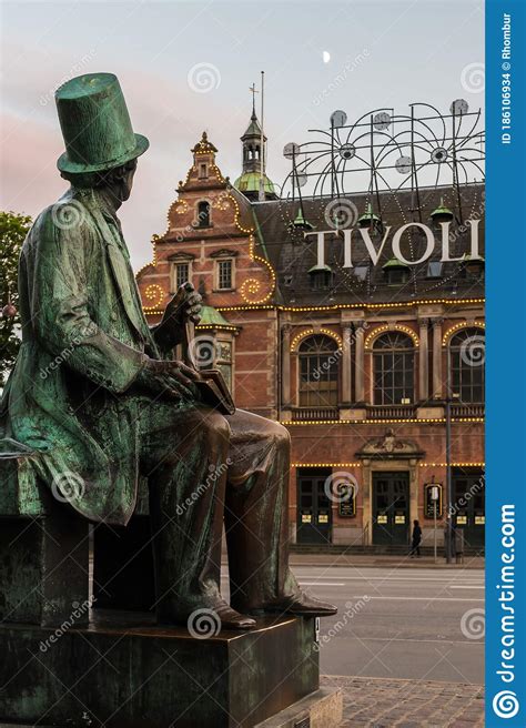 Hans Christian Andersen Looking To The Tivoli Gardens In Copenhagen