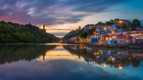 Bristol Building Clifton Suspension Bridge England With Reflection On River HD Travel Wallpapers