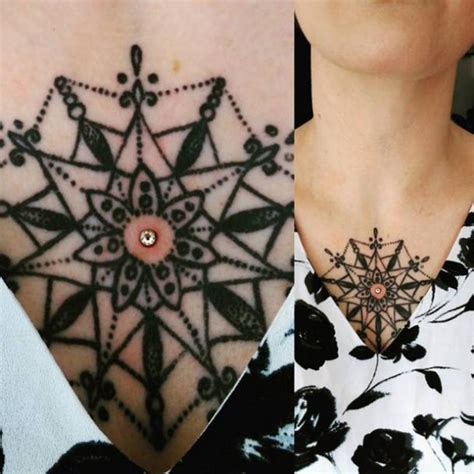 29 Tattoo Design Ideas With Dermal Piercings To Add Glam To Your Ink Yourtango