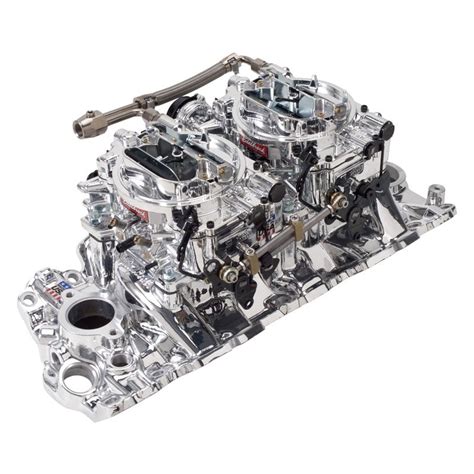 Edelbrock 2069 Rpm Dual Quad Satin Intake Manifold And Carburetor Kit