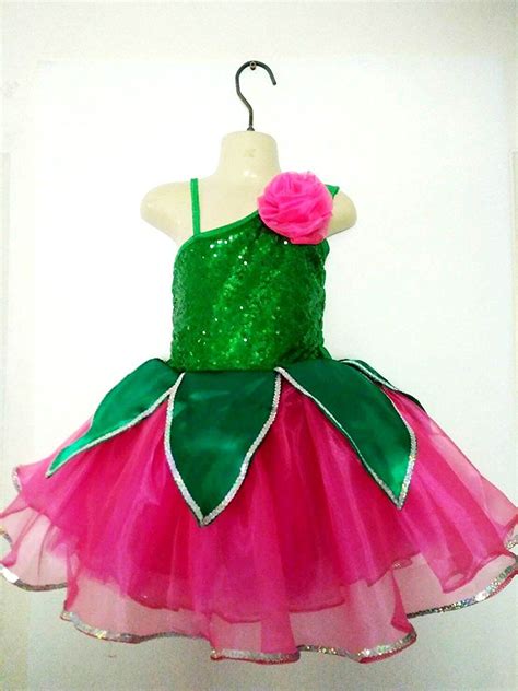 Little Girls Lotus Flower Tutu Design Dress Wrab Costume