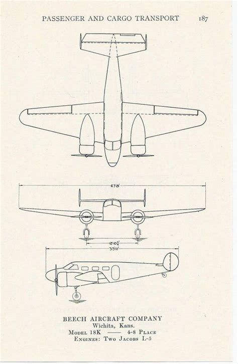 Airplane Diagram Aviation Print Vintage Illustration Boys Bedroom