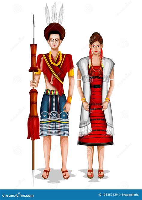 naga wedding couple in traditional costume of nagaland india stock vector illustration of