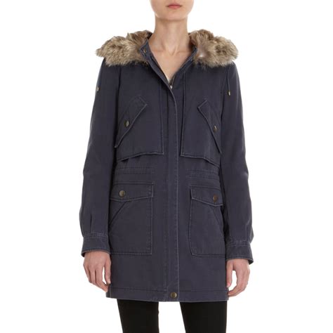 Army By Yves Salomon Fur Lined Parka In Blue Lyst