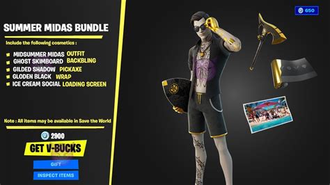 New Fortnite Summer Midas Bundle Full Showcasing Midsummer Midas