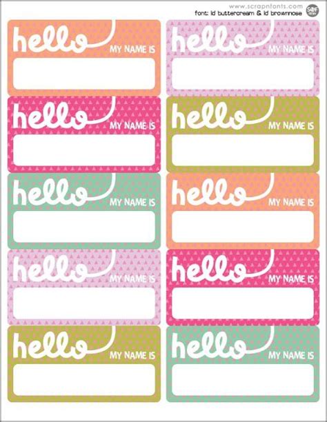 Fontaholic Freebie Friday Hello Name Tags Printable Name Tags Name