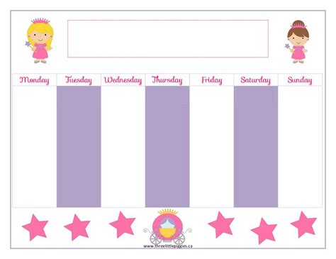 Princess Week Chart Reward Chartscalendars Pinterest