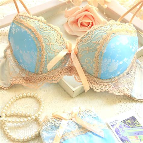 Free Shipping 2016 New Luxury Blue Satin Three Breasted Women Underwear