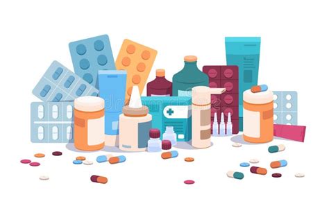 Flat Bottles And Pills Medicine Pills Capsules And Blisters Medical
