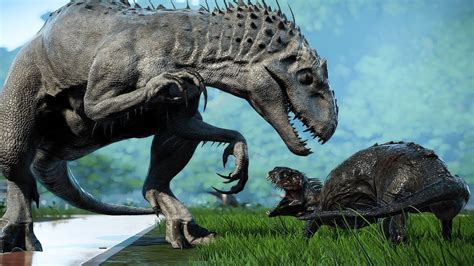 Scorpius Rex E Vs Indominus Rex Vs Bumpy Jurassic World