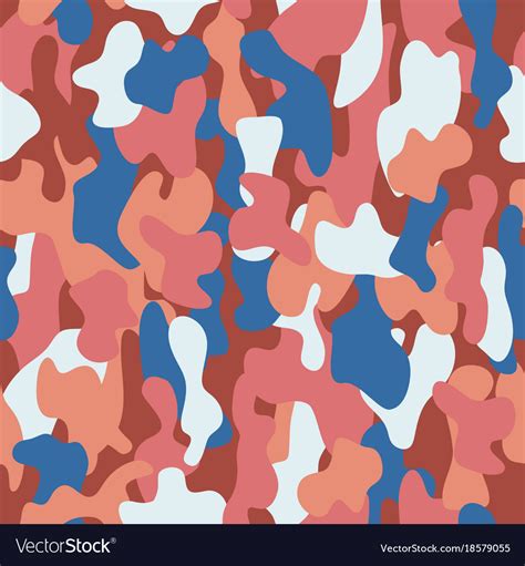 Camouflage Seamless Pattern In Orange White Blue Vector Image