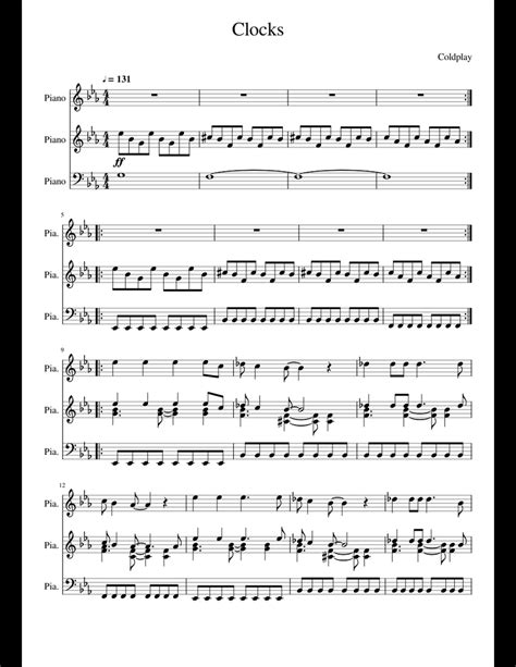 Clocks Coldplay Sheet Music For Piano Download Free In Pdf Or Midi