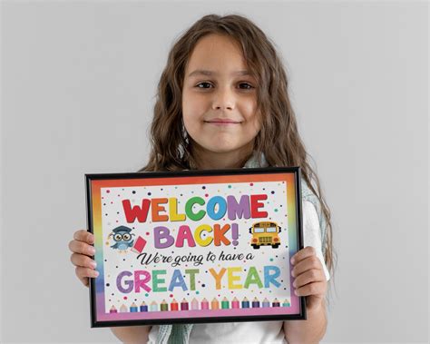 Back To School Welcome Sign Printable Colorful Welcome Back Etsy