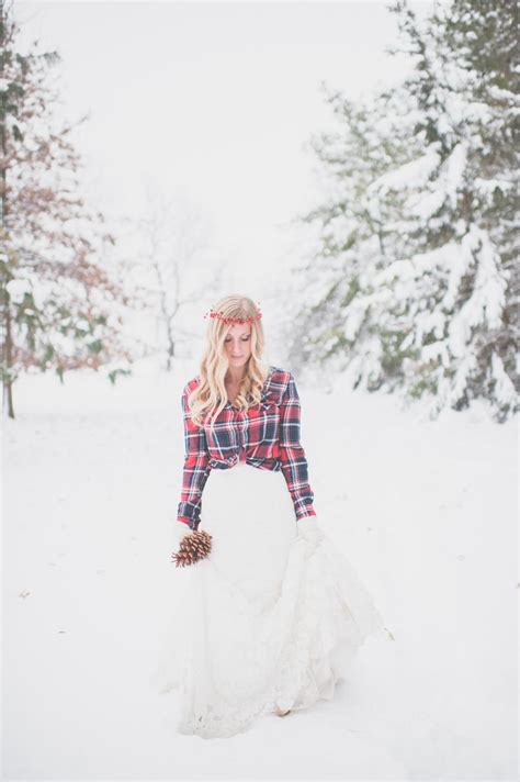 Plaid Snow Bridal Shoot