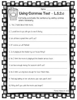 Earn better grades and higher test scores, learn study habits that get fast results, and discover your formal assessment opportunities assess scott foresman social studies. L.5.2.C - Using Commas Test (5th Grade CCSS Aligned) by Monica Abarca