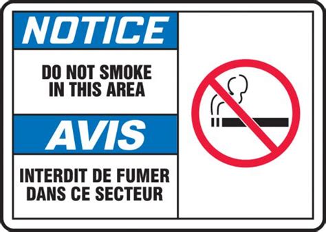 Do Not Smoke In This Area French Bilingual Osha Notice Sign Fbmsmk828m