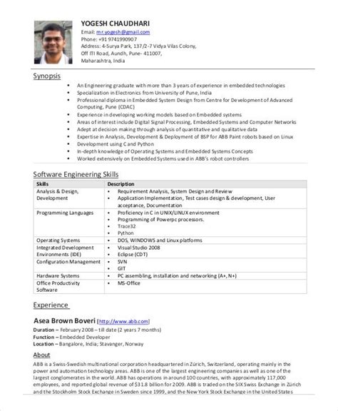 Download and customize for free this engineering resume template. Software Engineer Resume Example Free Word Pdf Documents Electrical Sample Doc Experienced ...