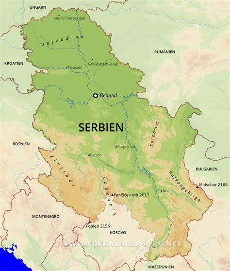 Karte Von Serbien Freeworldmaps Net
