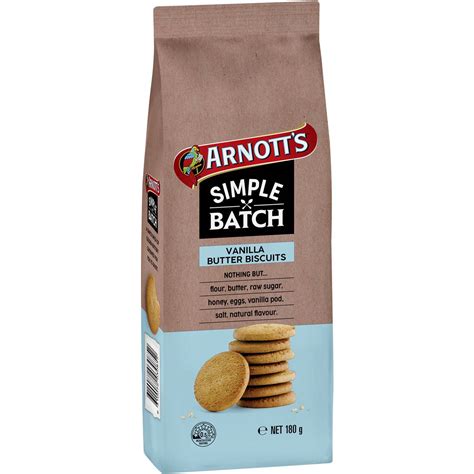 Arnotts Simple Batch Vanilla Butter Biscuits 180g Woolworths