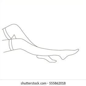 Vektor Stok Nude Females Legs Line Drawing Illustration Tanpa Royalti