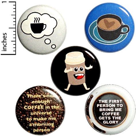 Funny Coffee Buttons Or Fridge Magnets 5 Pack Coffee Etsy
