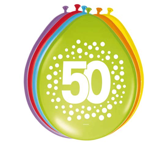 50th Birthday Happy Bday Dots Balloons 8 Pieces