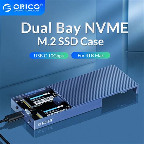 ORICO Dual Bay Aluminum M 2 NVME SSD Enclosure USB C 3 1 Gen2 10Gbps