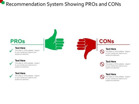 Recommendation System Showing Pros And Cons Powerpoint