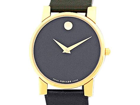 Black pvd inset stainless steel case. Movado "Museum" Gold Tone Mens Strap Watch | Movado | Buy at TrueFacet