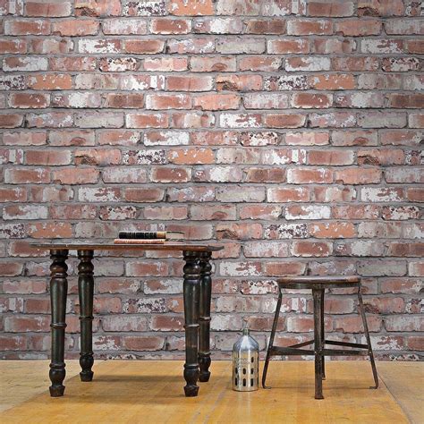 Holcombe Brick Effect Wallpaper Whitegrey And Red Your 4 Walls